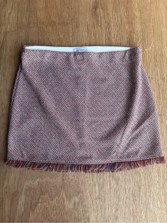 Zara Dresses & Skirts - Zara Pink Multicolor Tweed Fringe Mini Skirt
